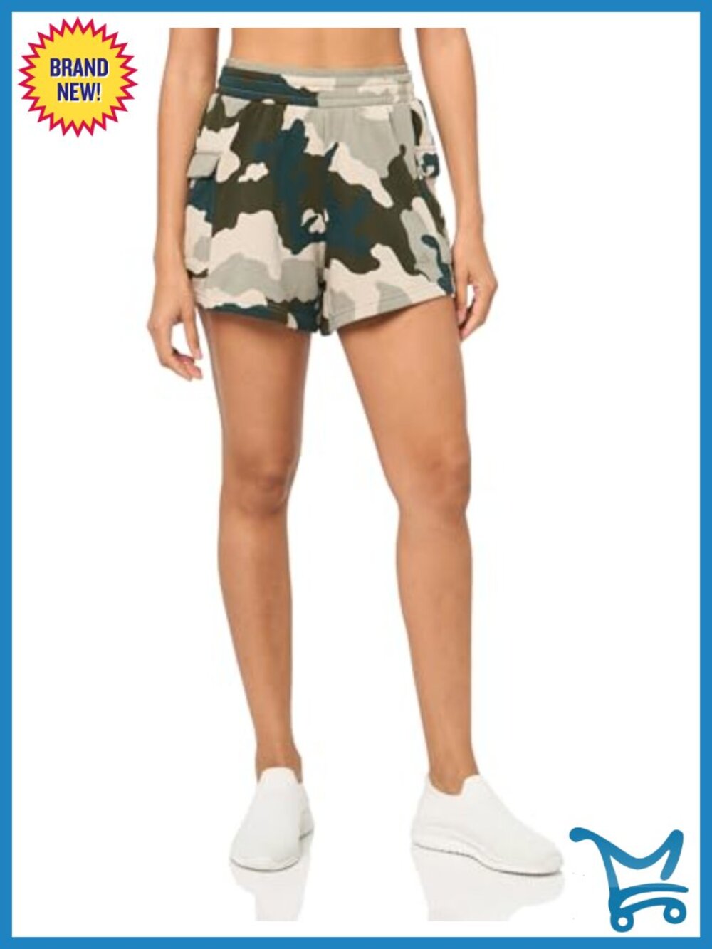 Women's Loose Fit High Waist Cargo Shorts with Pockets - Picture 1 of 2